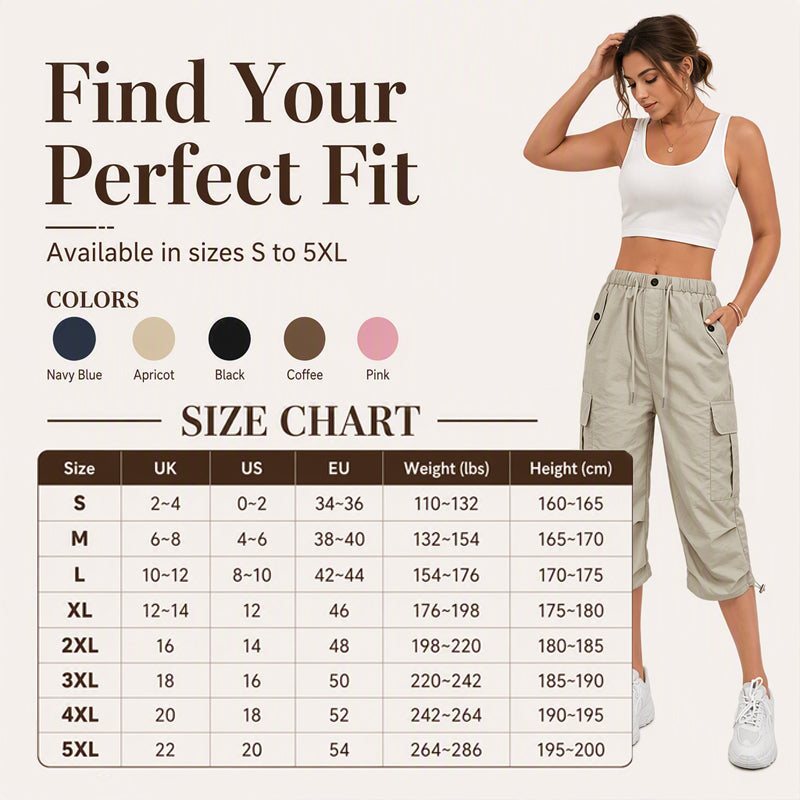 💖Women’s Lightweight Quick Dry Cargo Capri Trousers, Utility Everyday Outdoor Pants