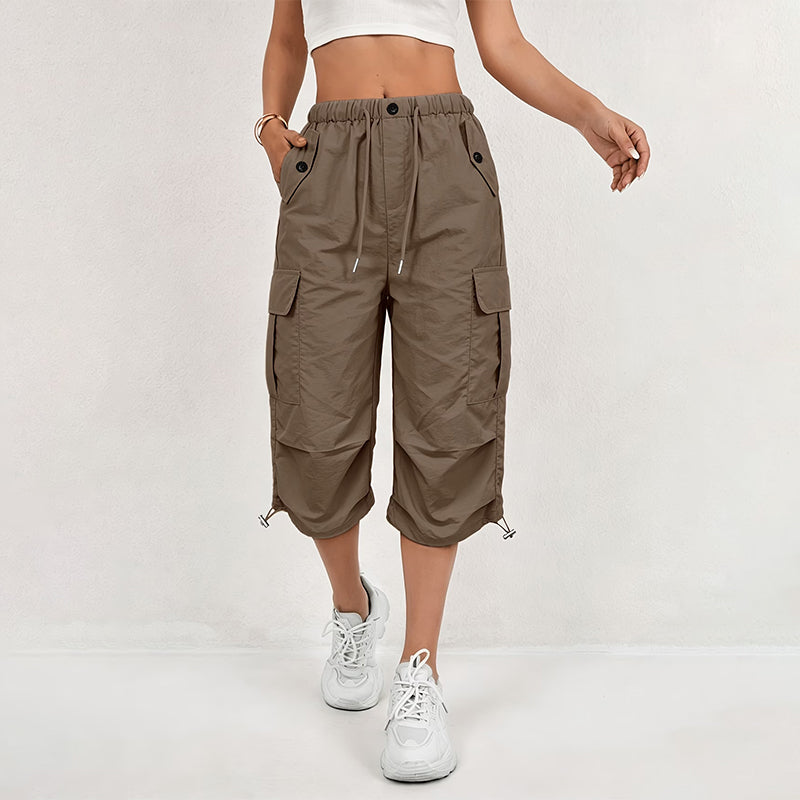 💖Women’s Lightweight Quick Dry Cargo Capri Trousers, Utility Everyday Outdoor Pants