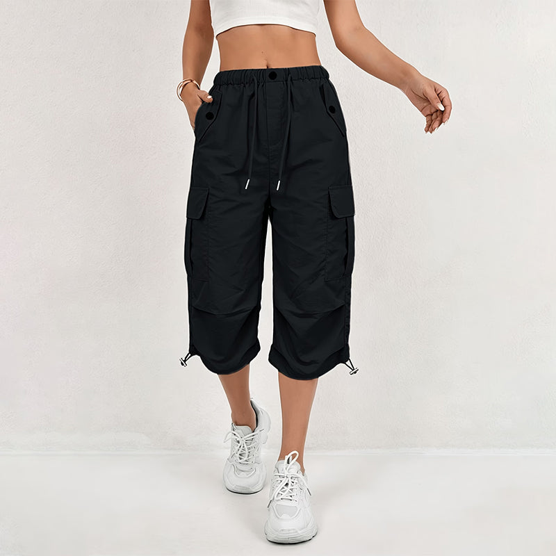 💖Women’s Lightweight Quick Dry Cargo Capri Trousers, Utility Everyday Outdoor Pants