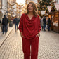 💖🍂 Women's Cowl Neck Top and Wide-Leg Pants Set – Effortless Elegance for Autumn