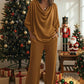 💖🍂 Women's Cowl Neck Top and Wide-Leg Pants Set – Effortless Elegance for Autumn