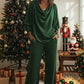 💖🍂 Women's Cowl Neck Top and Wide-Leg Pants Set – Effortless Elegance for Autumn