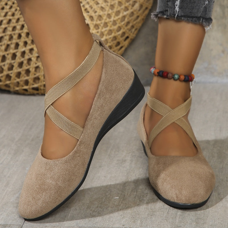 👠 Easy All-Day Elegance | Women's Elastic-Strap Low Wedge Shoes