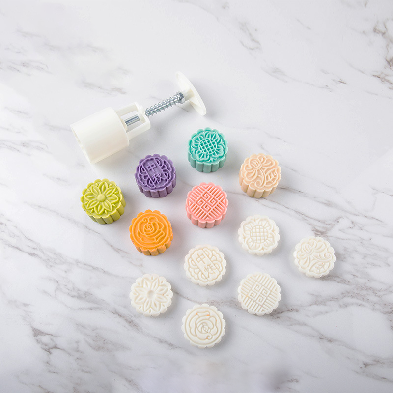 🎁Hand Press Mooncake Mold Set, Hand Pressure Pastry Cookie Stamps