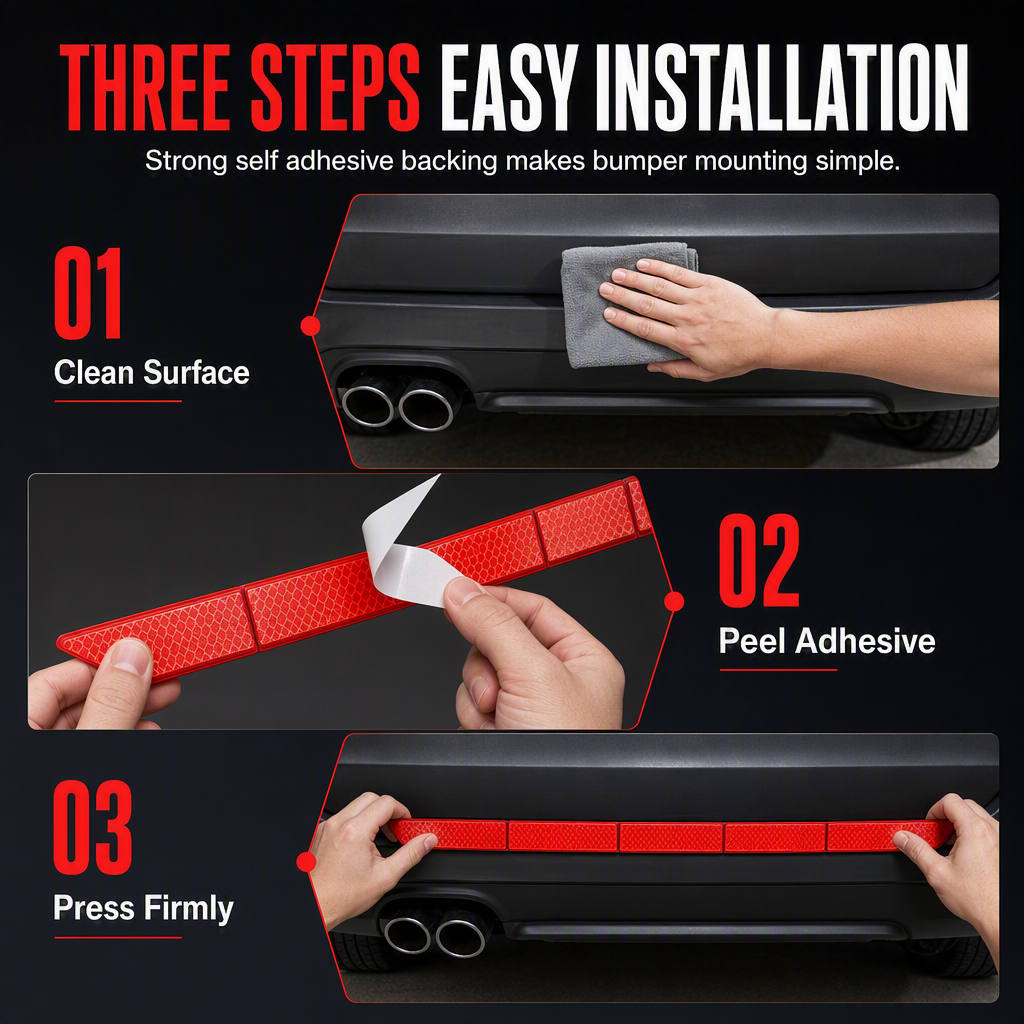 🚗 Reflective Car Sticker Strips for Trunk & Rear Bumper
