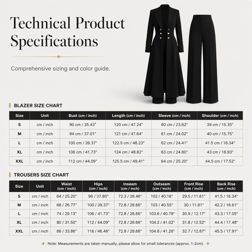 ✨ Women's Double-Breasted Knit Set – Elegant Long Coat + Straight Pants, Gold Buttons Chic Winter Look 💕