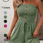 💃Women's Strapless Frill Trim Shirred Tie Front Wide Leg Tube Romper