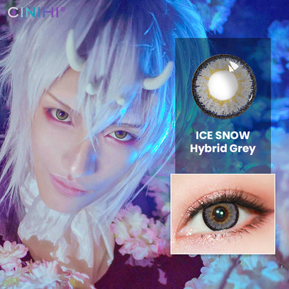 Ice Snow Tricolor Hybrid Grey Cosmetic Colored Contact Lenses