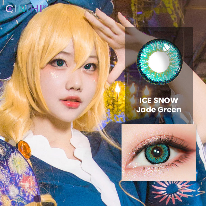 Ice Snow Tricolor Jade Green Cosmetic Colored Contact Lenses