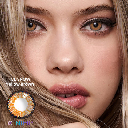 Ice Snow Tricolor Yellow Brown Cosmetic Colored Contact Lenses