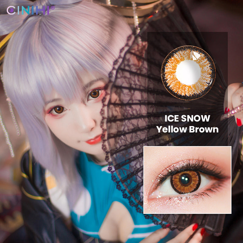 Ice Snow Tricolor Yellow Brown Cosmetic Colored Contact Lenses