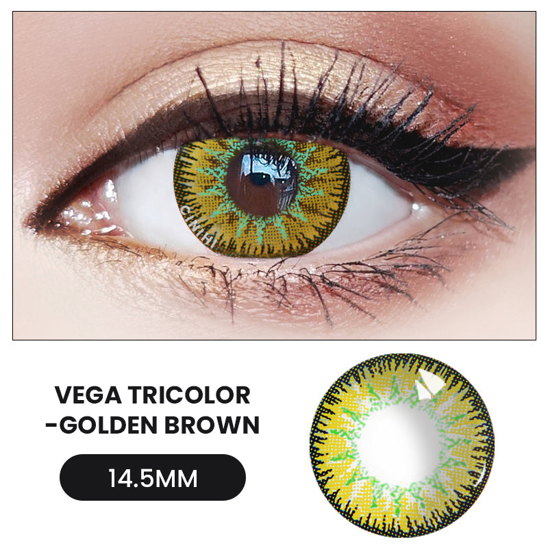 Vega Tricolor Golden Brown Cosmetic Colored Contact Lenses