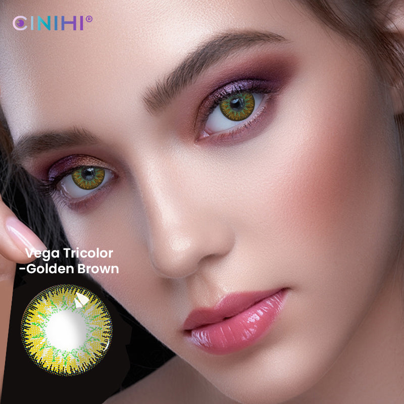 Vega Tricolor Golden Brown Cosmetic Colored Contact Lenses