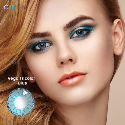 Vega Tricolor Blue Cosmetic Colored Contact Lenses