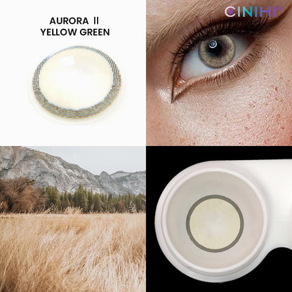 Aurora Ⅱ Yellow Green Cosmetic Colored Contact Lenses